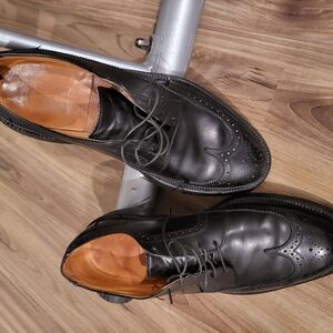 Florsheim Imperial Quality Black Leather Wingtip V Cleat Shoes Size 10 D